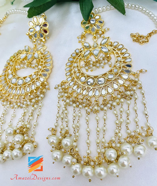 Stunning Mirror Gold Plated Drop Earrings - South India Jewels