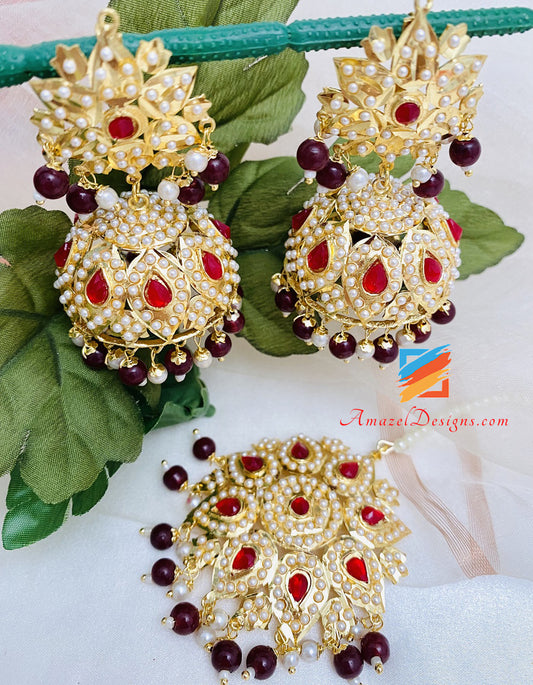 Golden Rajputi Jadau Earing at Rs 350/pair in Nagaur | ID: 27216690055
