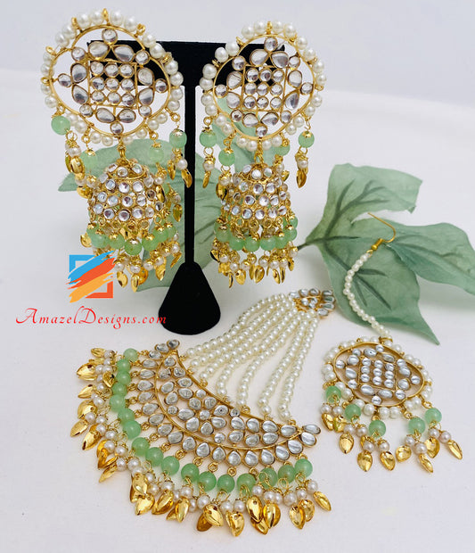 Simran peepal patti kundan necklace set - Multi colour – Rohika Store
