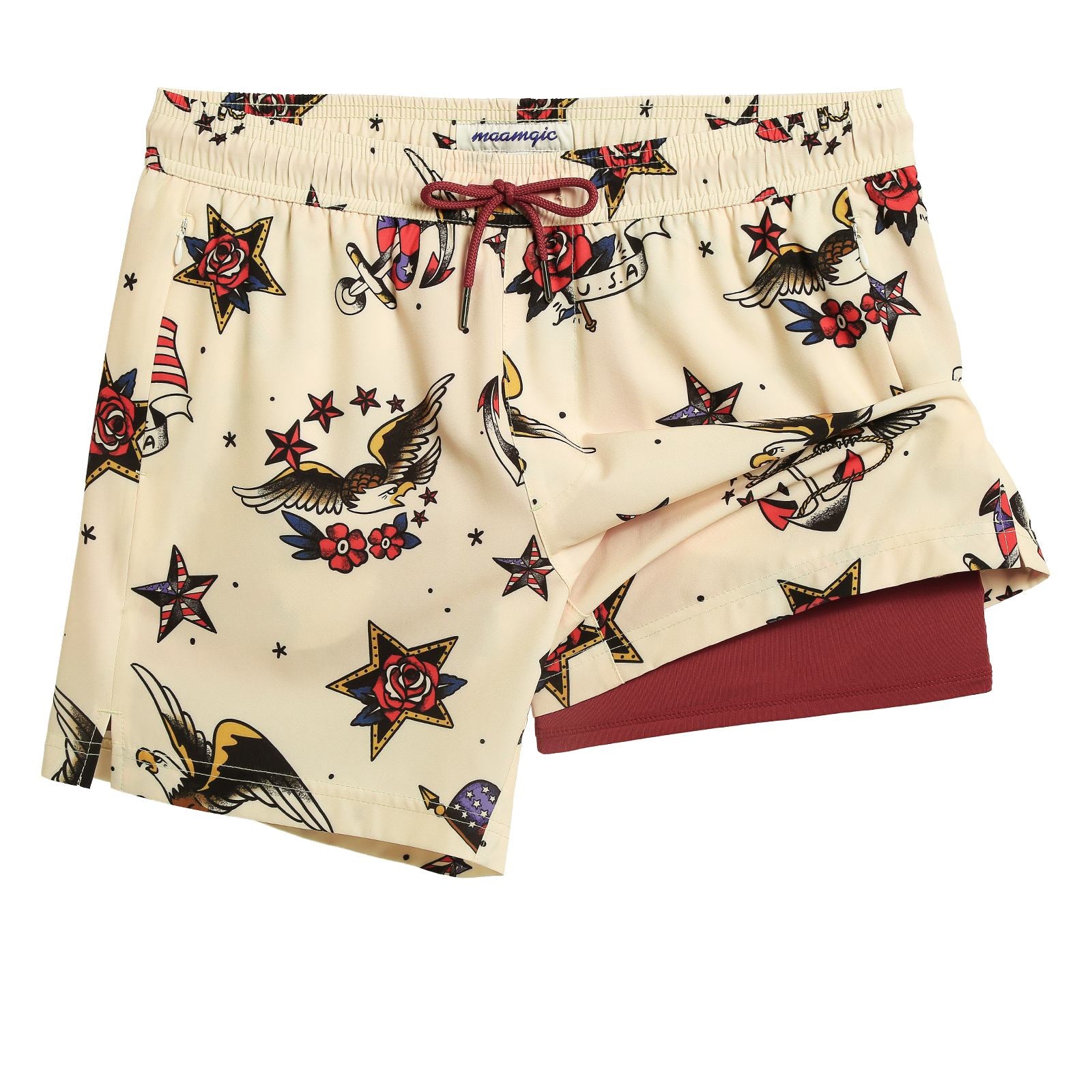 BioBloom Bald Eagle Swim Trunks-white + red-1.jpg__PID:7f557621-d5f4-4135-9457-4b1a4b5ab2aa
