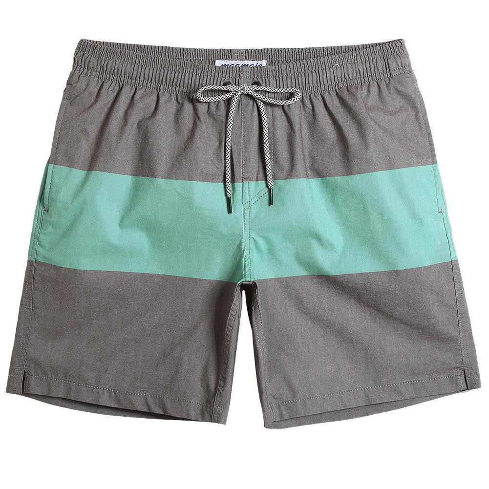 7 Inch Inseam Stretch Gary&Green Stripe Swim Trunks