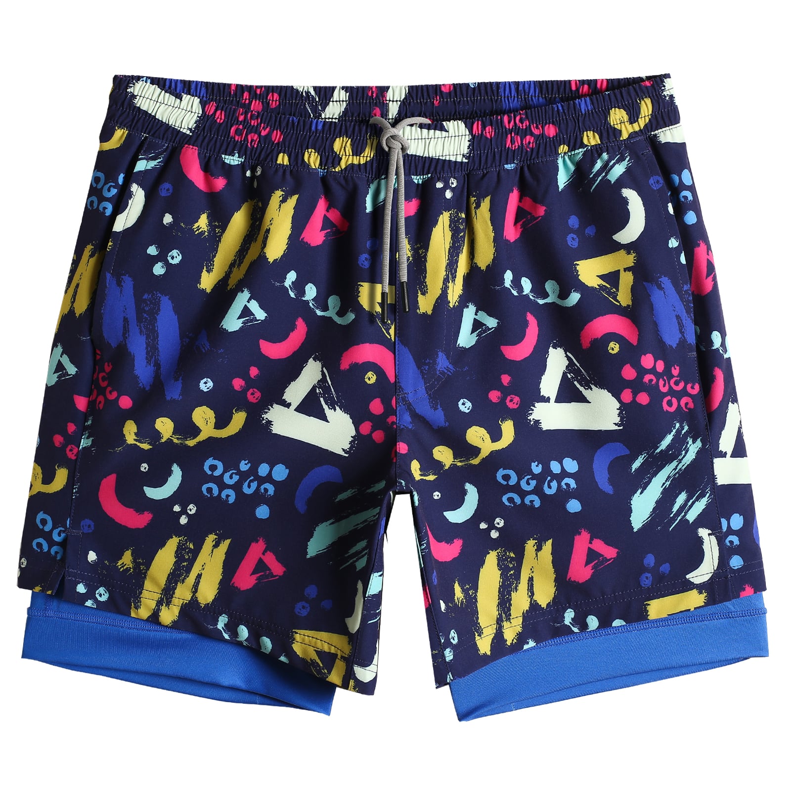 2-in-1 Stretch Long-lined Geometric Doodle Gym Shorts – maamgic