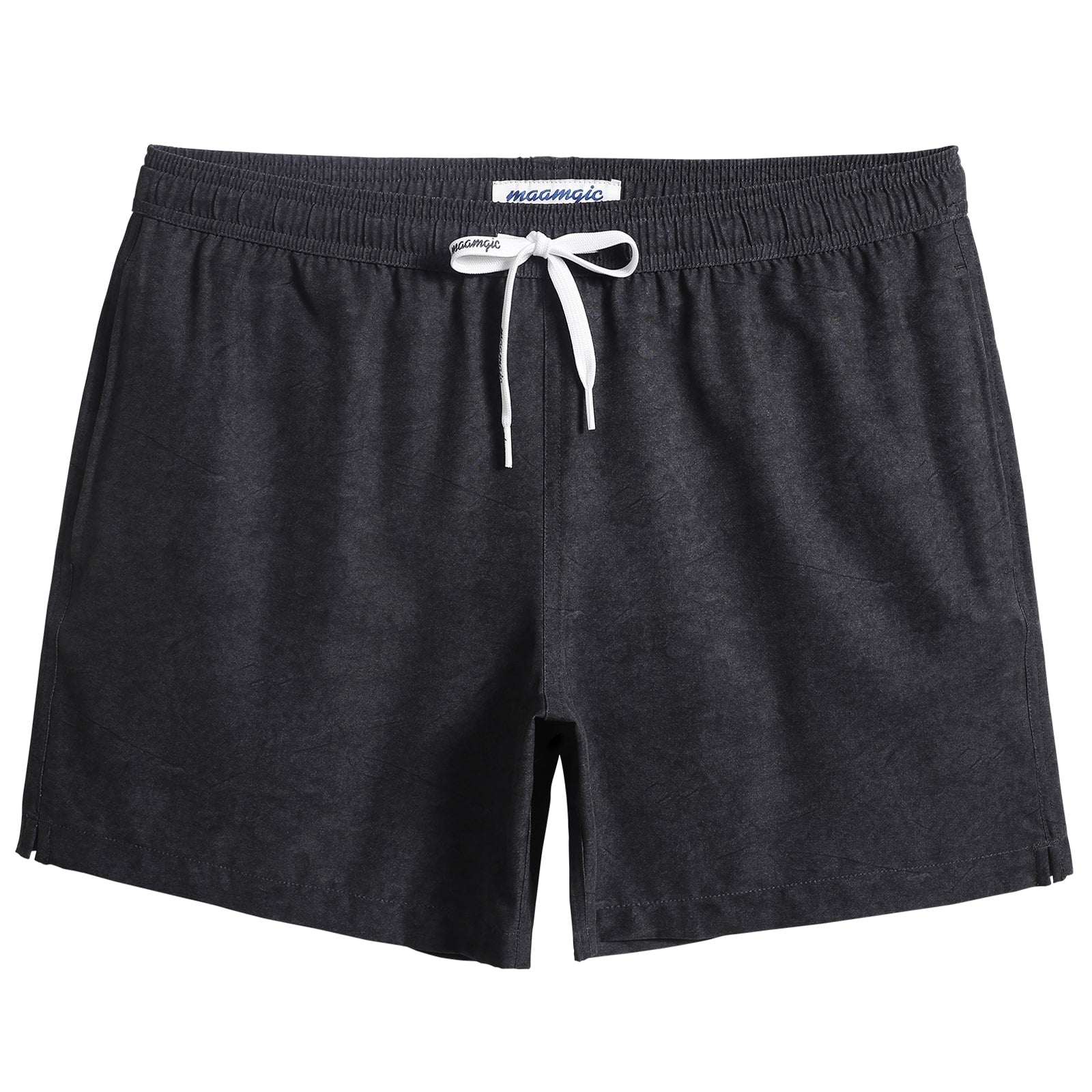 5.5 Inch Inseam Stretch Solid Black Swim Trunks