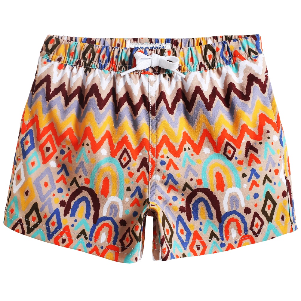 Boys Indian Printed Stretch Swim Trunks