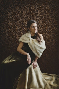 Vintage velvet and fur dress in styled photoshoot