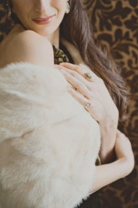 Vintage rings on fur cape