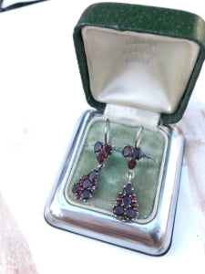 Antique 1930's silver and garnet earrings