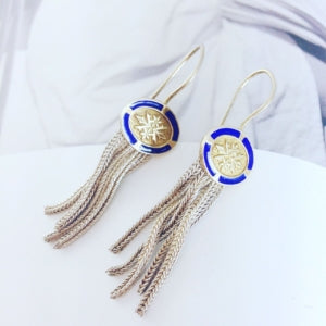 Vintage Persian blue enamel holly earrings