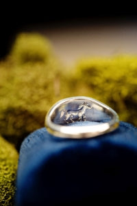 Custom divorce ring with intaglio horse and north star
