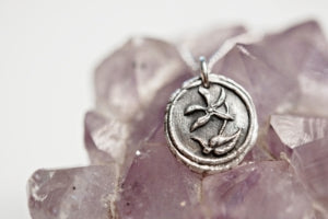 Clematis flower wax seal necklace