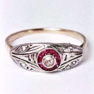 Antique ruby, diamond and gold ring