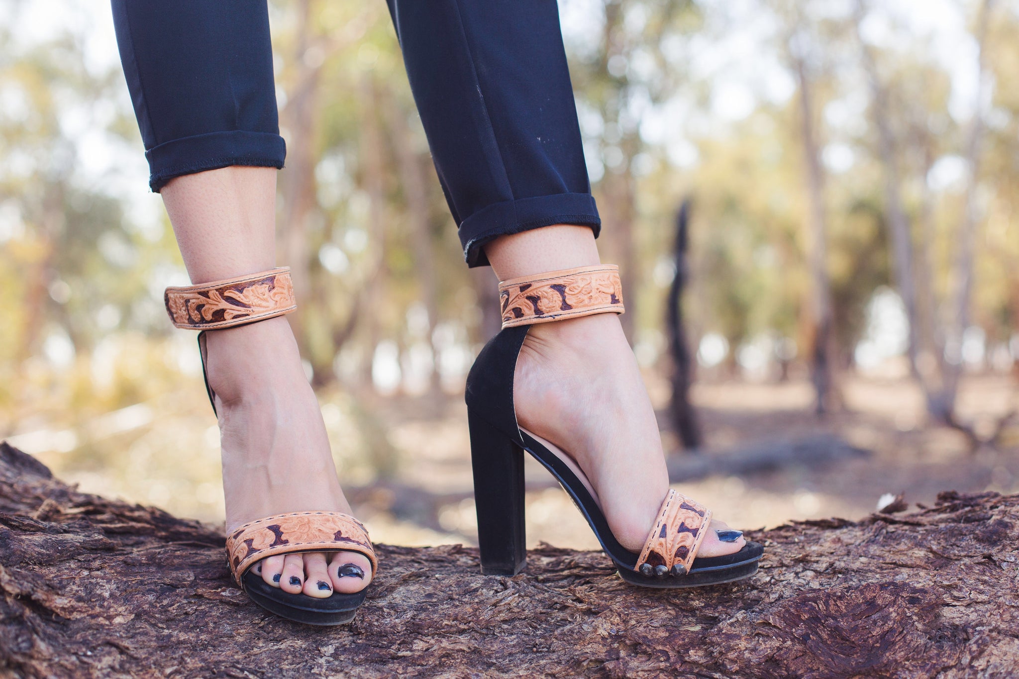 leather tooled heels