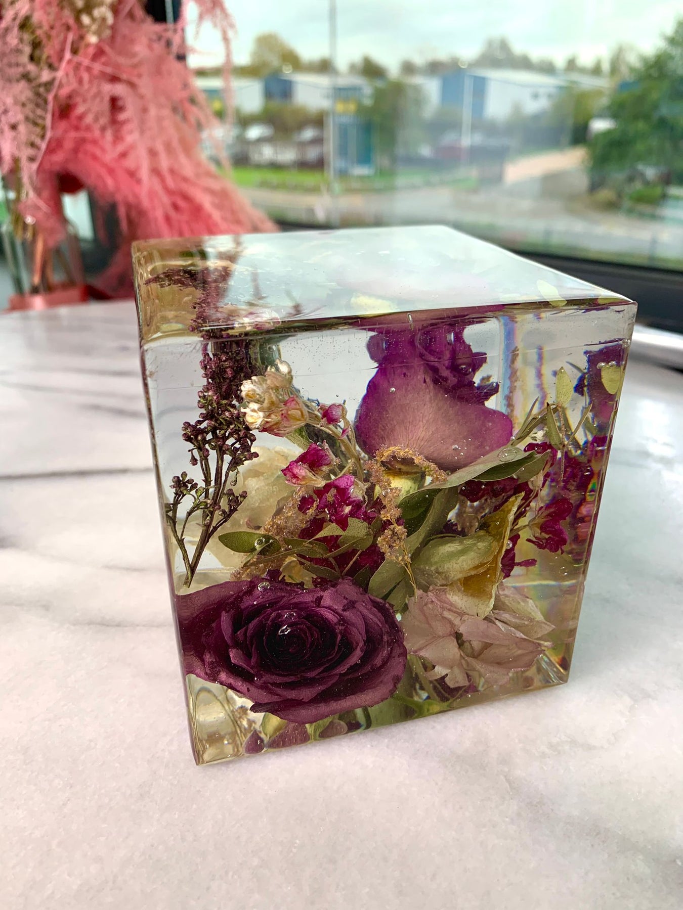 Dried Flower Resin Block Hexagon — Glasshouse Collection- Preserved Flower  And Resin Art