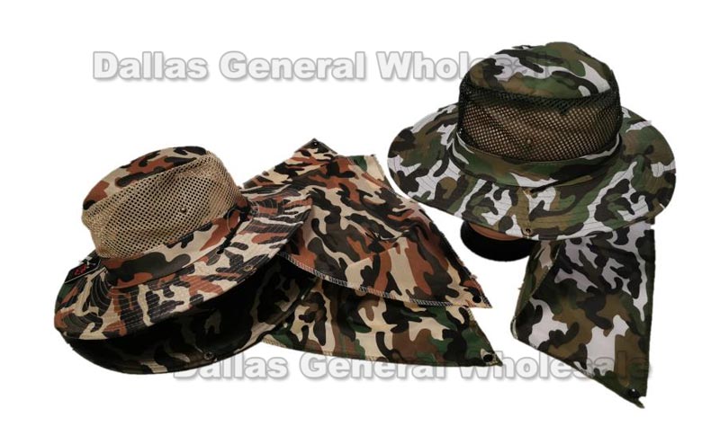 Mesh Digital Camouflage Bucket Hats with Vented Neck Cover Wholesale