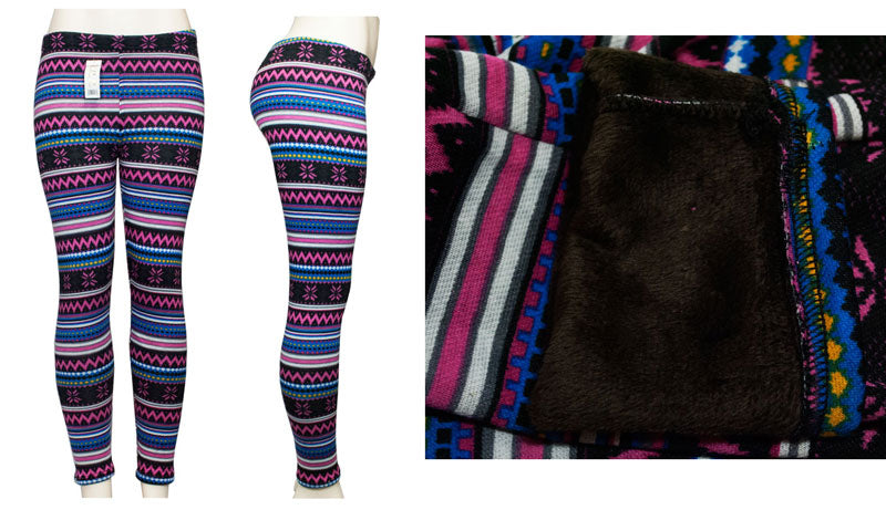 Women Fashion Printed Thermal Fur Lining Leggings Wholesale