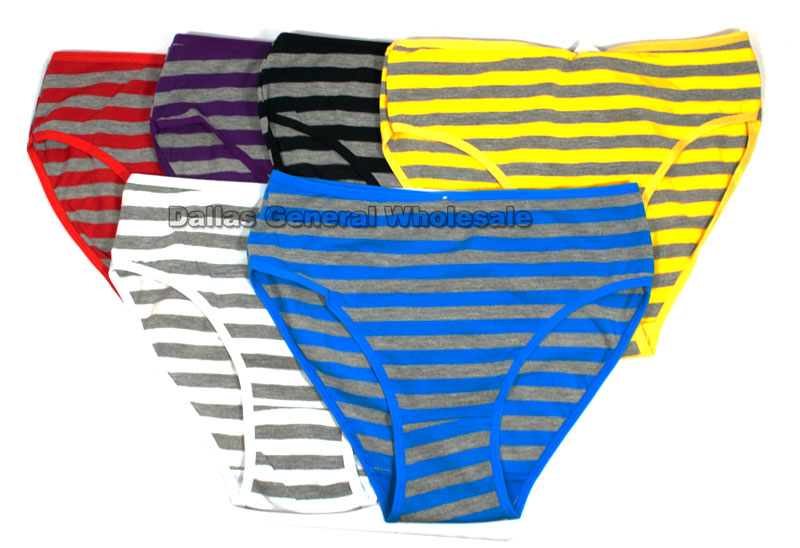Ladies Casual Stripe Lace Panties Wholesale
