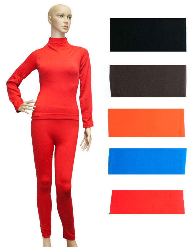 Ladies Turtle Neck Fleece Thermal Long Johns Wholesale