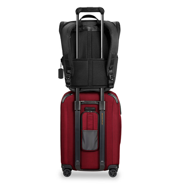 luggage with backpack attached