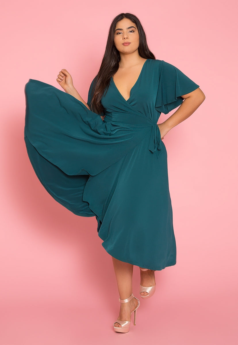 wrap dress midi plus size