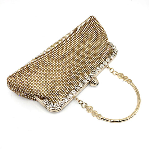 Designer Gold Crystal Women Clutch Handbags