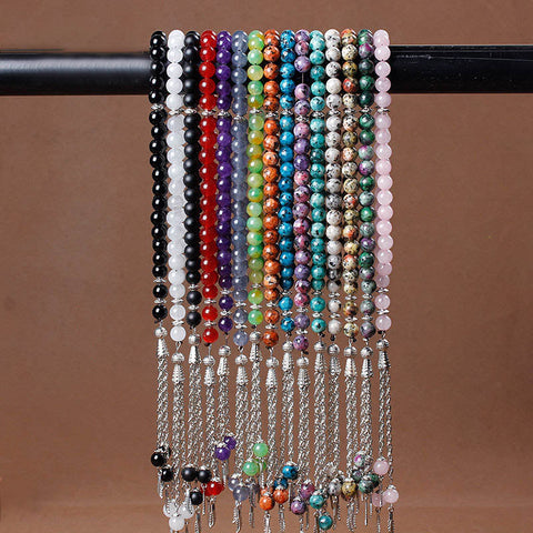 Natural Stone Agates Tassel - Rosary Meditation Bead