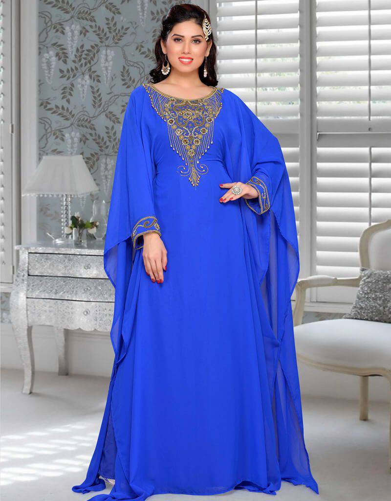 Smoky Modern Full Sleeve Farasha Kaftan Blue Color, Farasha Style ...