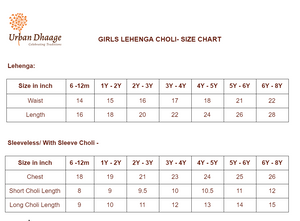 Chaniya Choli Measurement Chart