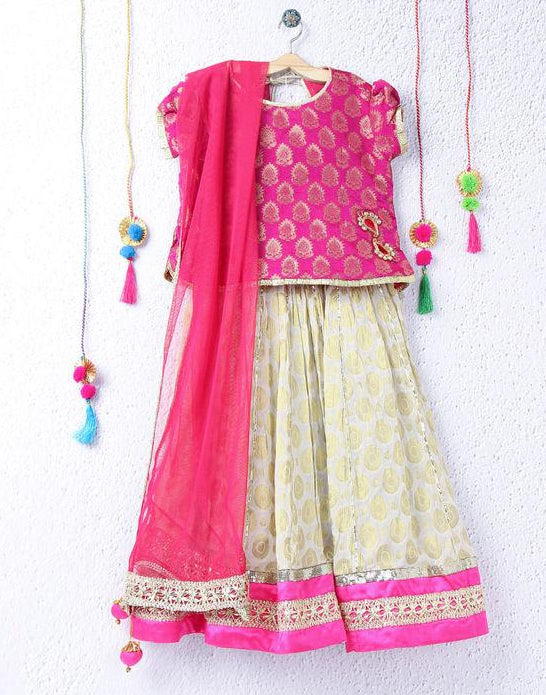 white and pink lehenga choli