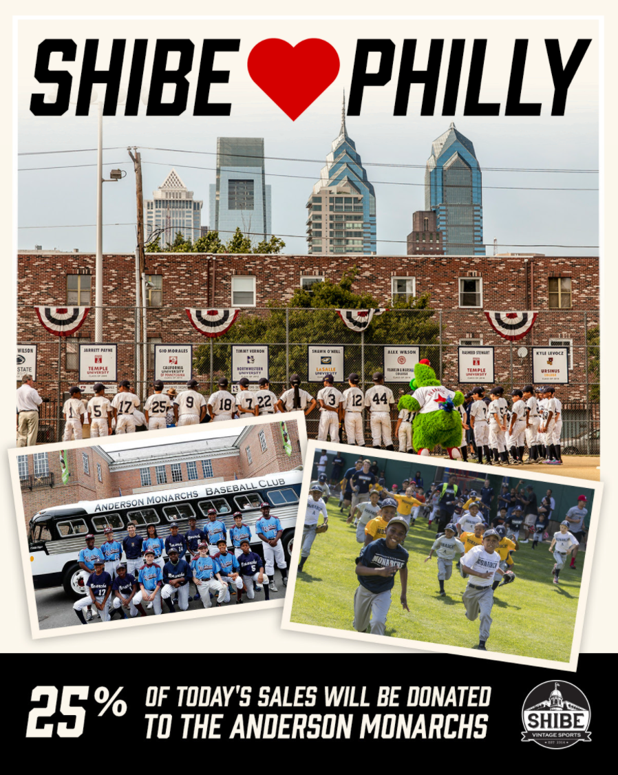 Shibe loves Philly - 25% of sales on Giving Tuesday will be donated to the Anderson Monarchs