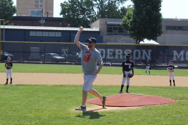 Johnny throwing out the first pitch - a strike