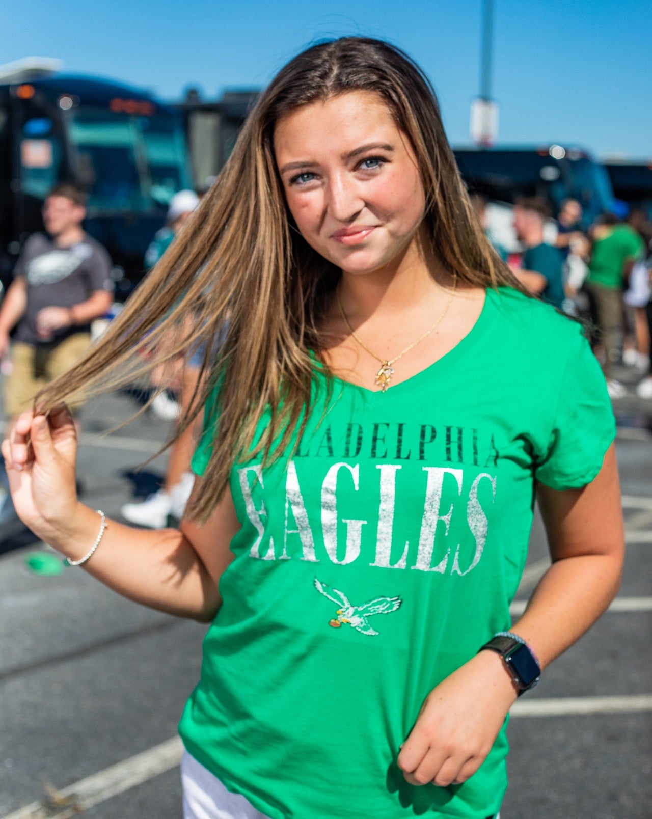 Philadelphia Eagles Glimmer Stack V-Neck Women's