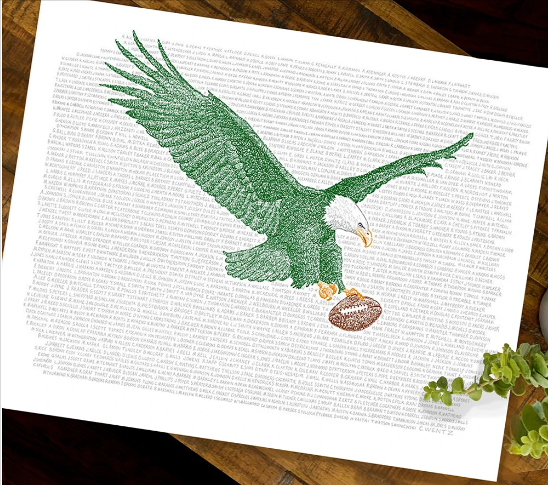 Philadelphia Eagles All-Time Roster Print by Philly Word Art