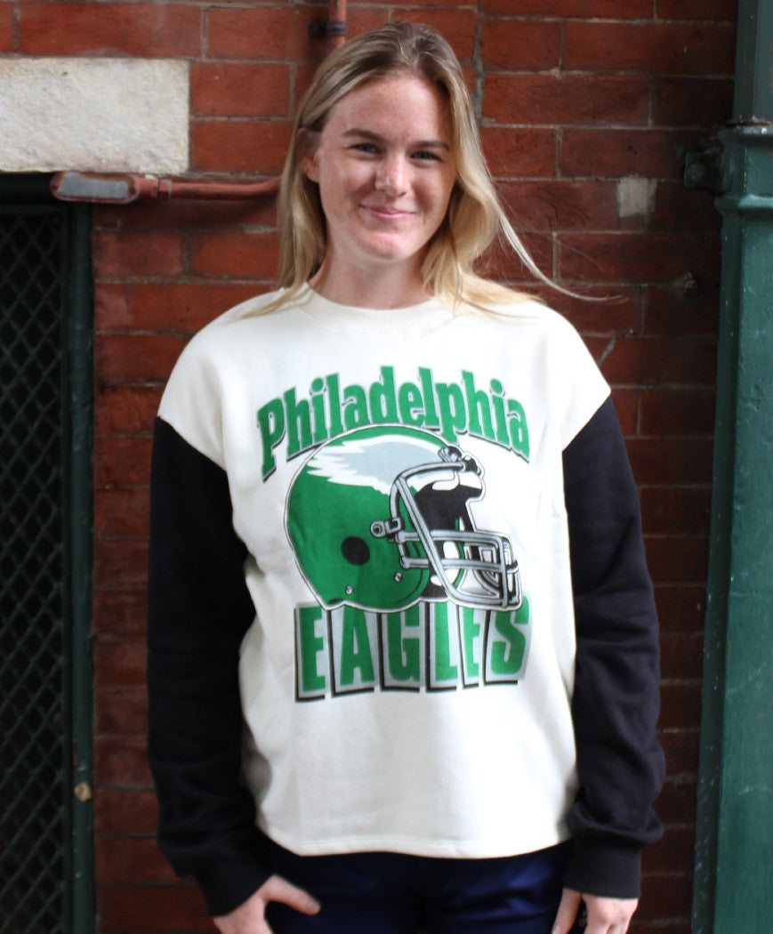 Philadelphia Eagles Women's Contrast Sleeve Crew