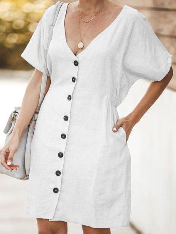 plus size white button down dress