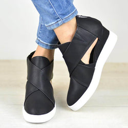 criss cross wedge sneakers