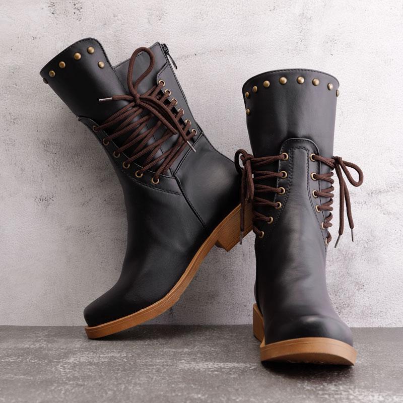 back zipper vintage lace up boots