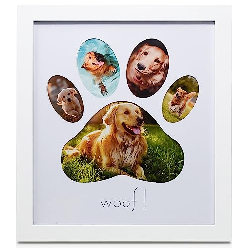 dyfurn Dog & Cat Paw Print Kit with Solid Wood Picture Frame | 2 Extra-Large Clean Touch Inkless Ink Pads | Paw Prints for Dogs & Cats Non-Toxic 