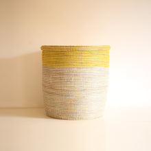 Load image into Gallery viewer, EPUR African Basket Flat lid Yellow &amp; White MEDIUM