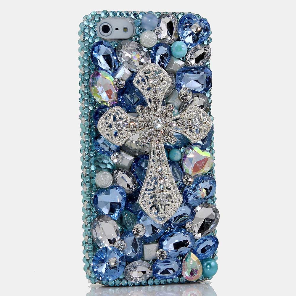 blue rhinestone coque iphone 6