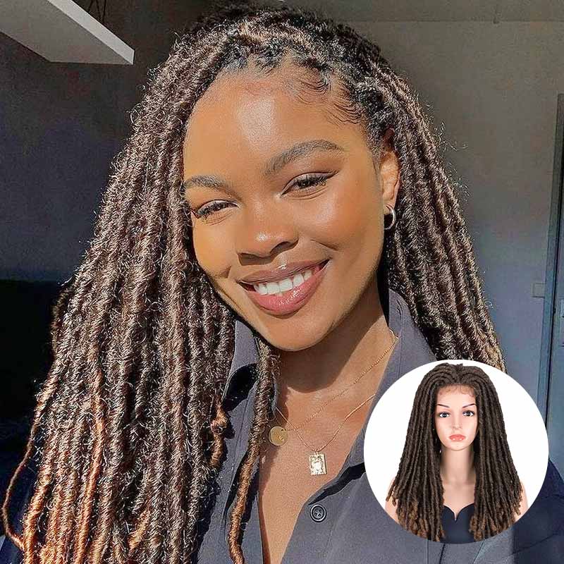 DreadLock Synthetic 3*6 Lace Front Dreadlocs 23 Inch Faux Locs Braids Wig | NOBLE - Noble Hair product image