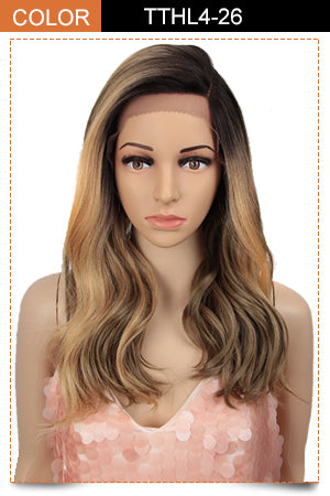 synthetic wavy wig brown blonde color