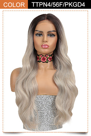 Easy 360 Synthetic Lace Front Wig | 28 Inch Body Wave | Silver Grey |Grace by Noble