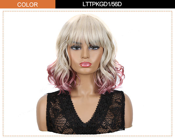 wavy bob wig purple tail color