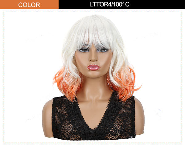 wavy bob wig ombre orange tail color