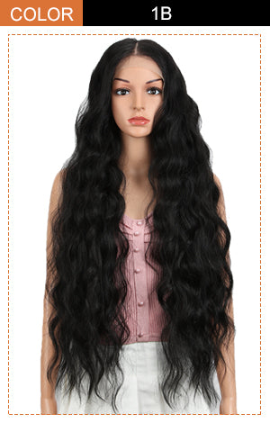 BONI | Easy 360 Synthetic Lace Frontal Wigs | 13*6 Long Wavy Wig | 31 inch Black Wig