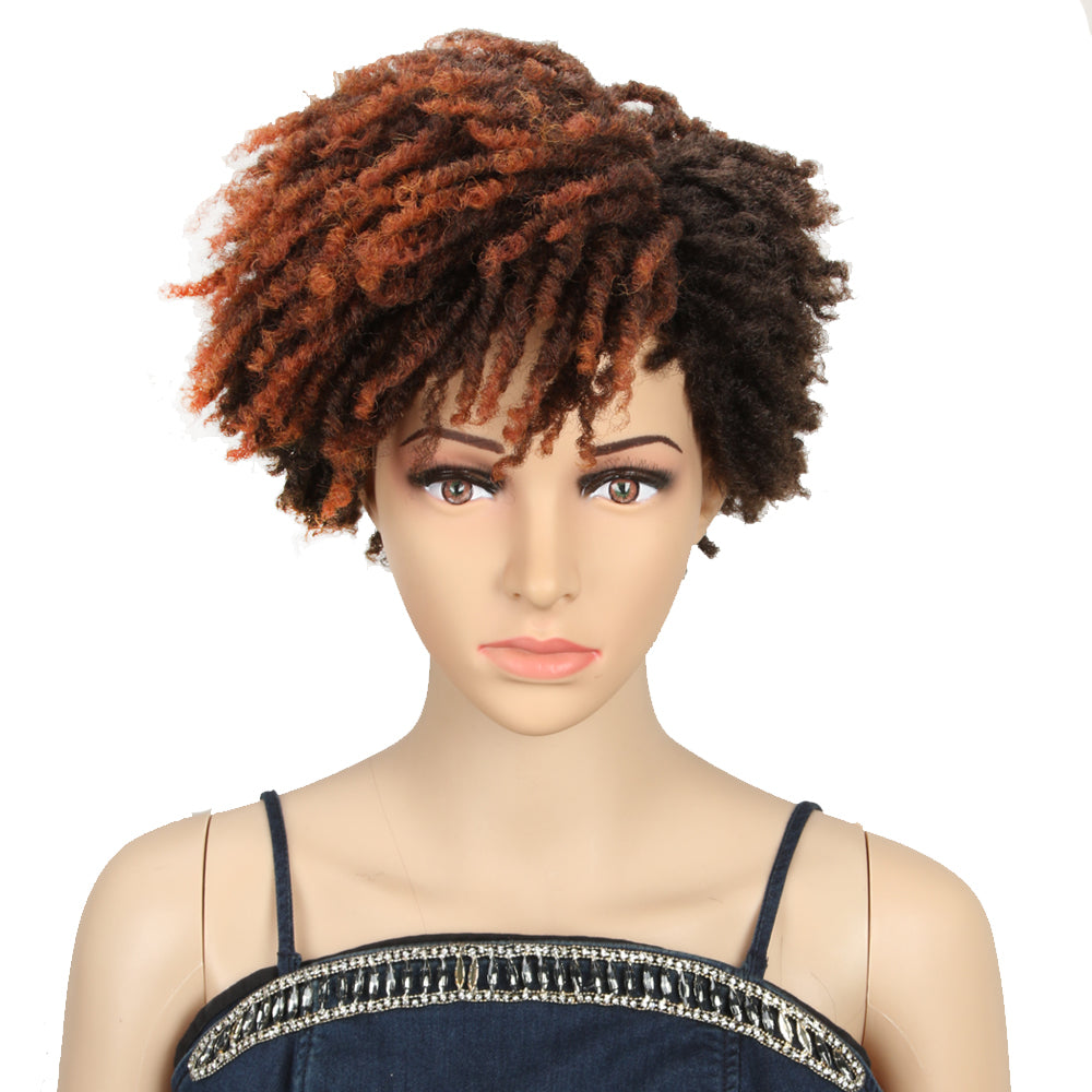 Synthetic Afro Wigs For Black Women 95 Inch Short Dreadlocks Red 