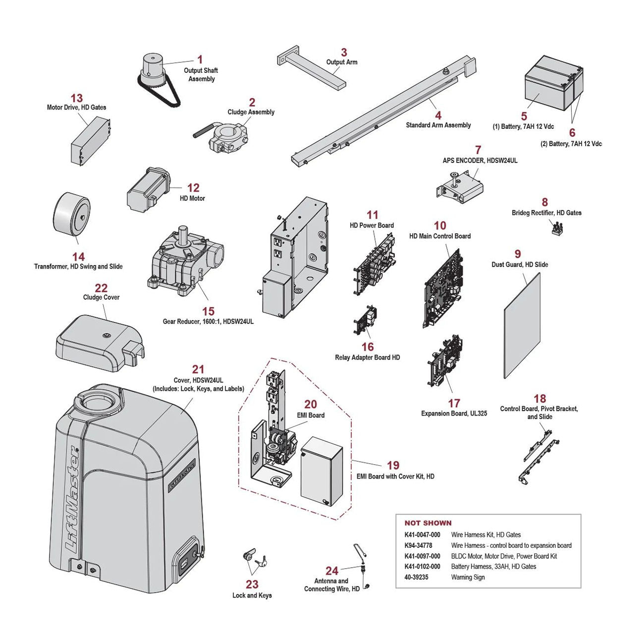 Piezas de LiftMaster HDSW24UL