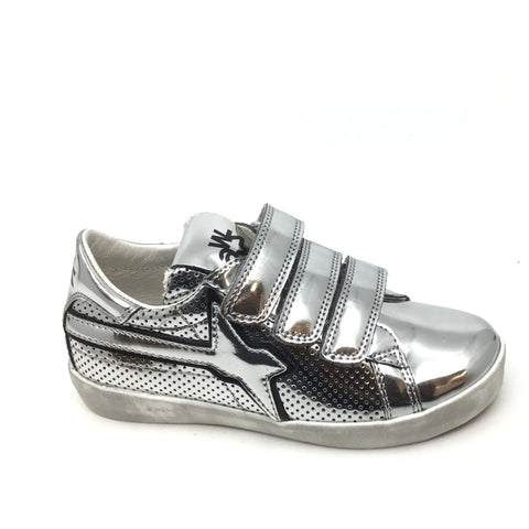 silver velcro shoes