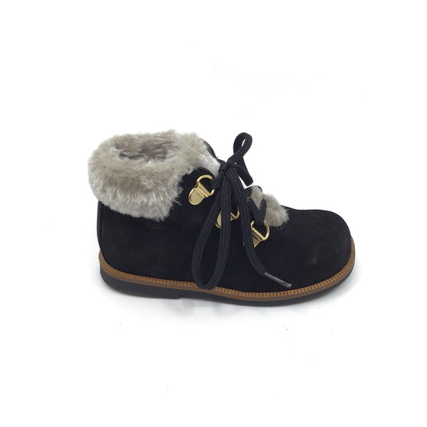 Black Suede Bootie with Fur – A Shoe Inn