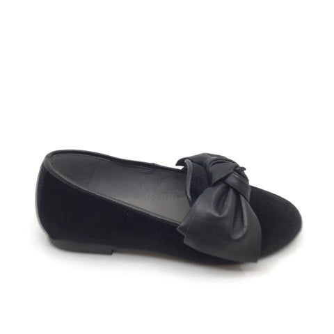 black slip on shoes with bow